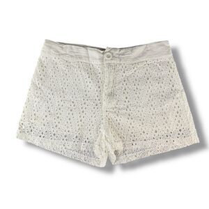 Ivory Mini Coastal Eyelet Lace Shorts Euro Summer/ Cottage Core Size S 90's